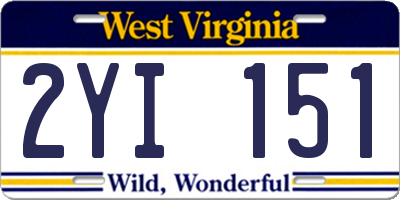 WV license plate 2YI151