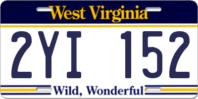 WV license plate 2YI152