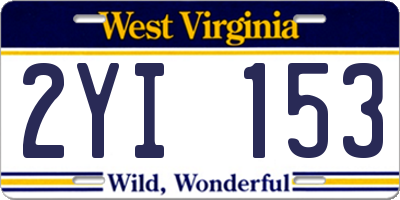 WV license plate 2YI153
