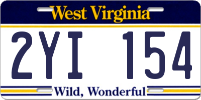 WV license plate 2YI154