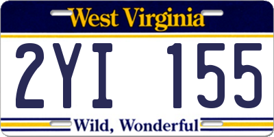 WV license plate 2YI155