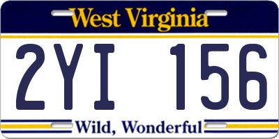 WV license plate 2YI156
