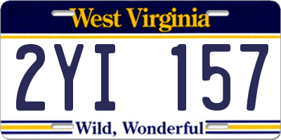 WV license plate 2YI157