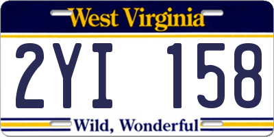 WV license plate 2YI158