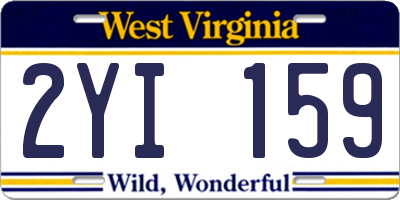 WV license plate 2YI159