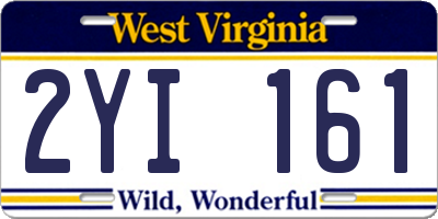 WV license plate 2YI161