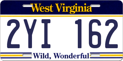 WV license plate 2YI162