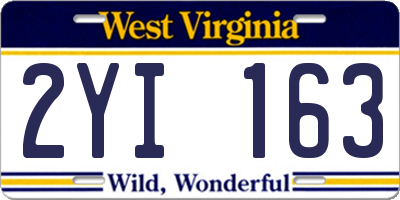 WV license plate 2YI163