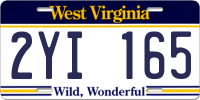 WV license plate 2YI165