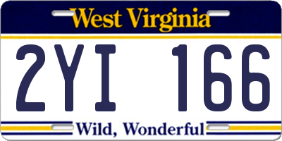 WV license plate 2YI166