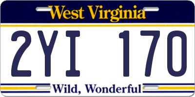 WV license plate 2YI170