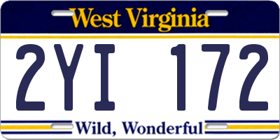 WV license plate 2YI172