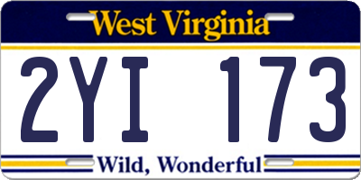 WV license plate 2YI173