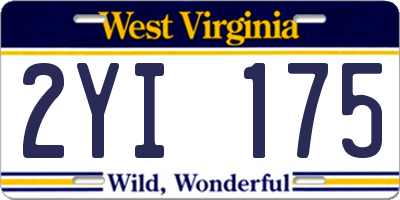 WV license plate 2YI175