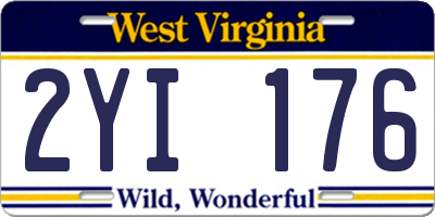 WV license plate 2YI176