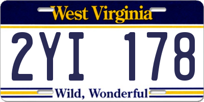 WV license plate 2YI178