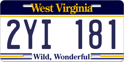 WV license plate 2YI181