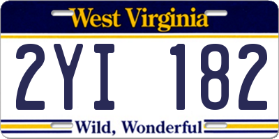 WV license plate 2YI182