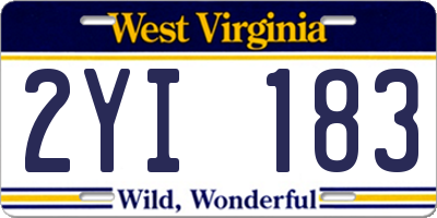 WV license plate 2YI183