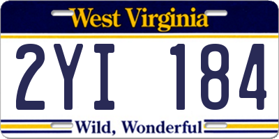 WV license plate 2YI184