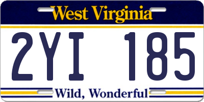 WV license plate 2YI185