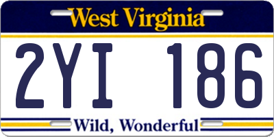 WV license plate 2YI186