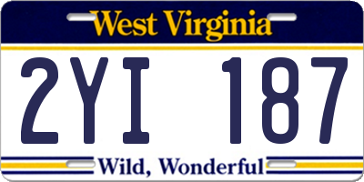WV license plate 2YI187