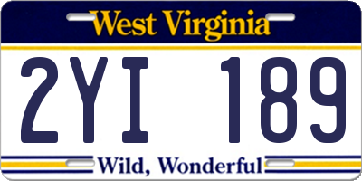 WV license plate 2YI189