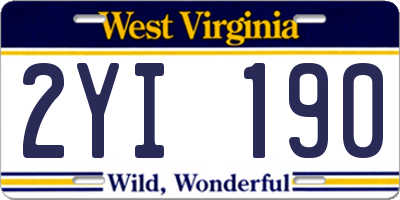 WV license plate 2YI190
