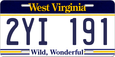 WV license plate 2YI191