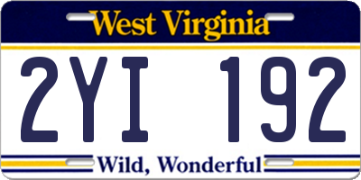 WV license plate 2YI192