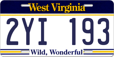 WV license plate 2YI193