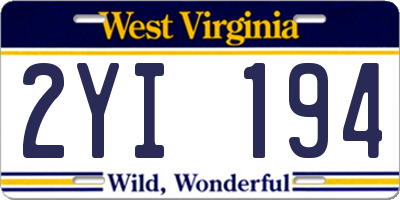 WV license plate 2YI194