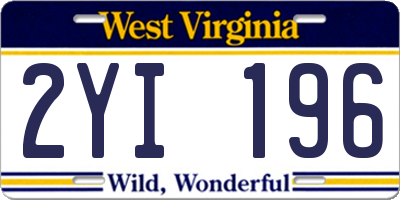 WV license plate 2YI196
