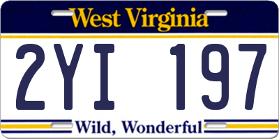 WV license plate 2YI197