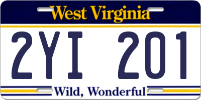 WV license plate 2YI201