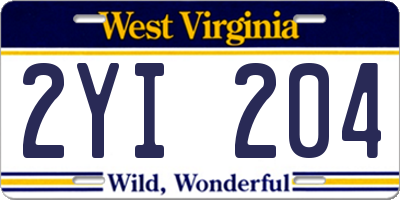 WV license plate 2YI204