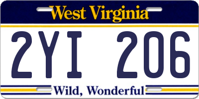 WV license plate 2YI206