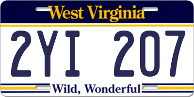 WV license plate 2YI207