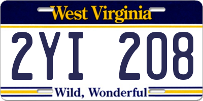 WV license plate 2YI208