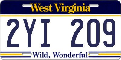 WV license plate 2YI209