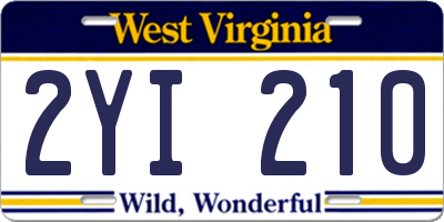 WV license plate 2YI210
