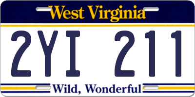 WV license plate 2YI211