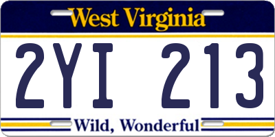 WV license plate 2YI213
