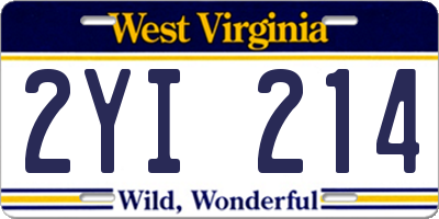 WV license plate 2YI214