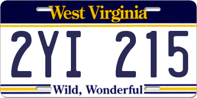 WV license plate 2YI215