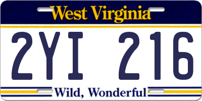 WV license plate 2YI216