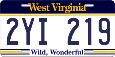 WV license plate 2YI219