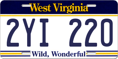 WV license plate 2YI220
