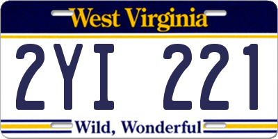 WV license plate 2YI221